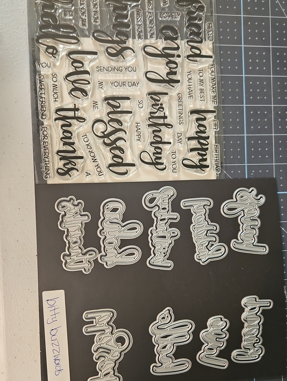 Clear Sentiment Stamp Set with Coordinating Die Cuts